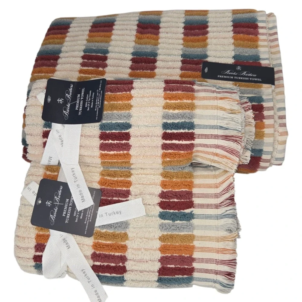 Brooks Brothers 6pc‎ Premium Turkish Cotton Towel Set Multi 2 Bath 2 Hand 2 Tip